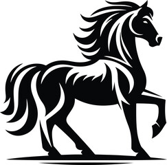 Running horse black silhouette. Vector illustration.