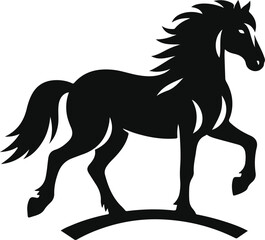 Running horse black silhouette. Vector illustration.