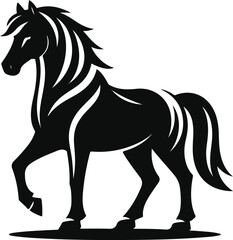 Running horse black silhouette. Vector illustration.