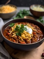 Traditional Mexican Chili Con Carne, featuring hearty minced meat and tender red beans simmered in a rich, flavorful sauce.