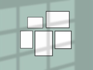 Vertical and horizontal frames on wall, gallery wall