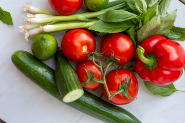Vegtables close up on counter - horizontal shot