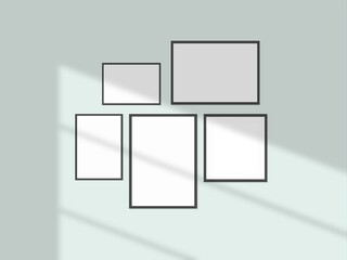 Rectangular horizontal frame hanging on a wall mockup