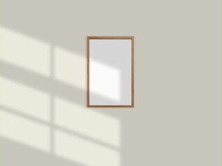 Rectangular horizontal frame hanging on a wall mockup