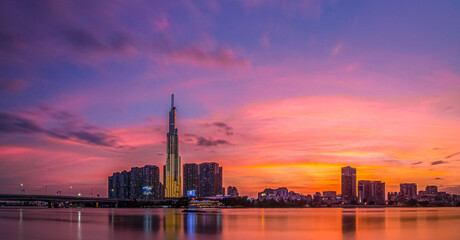 District 1, Saigon, Vietnam - Brilliant sunset in my city