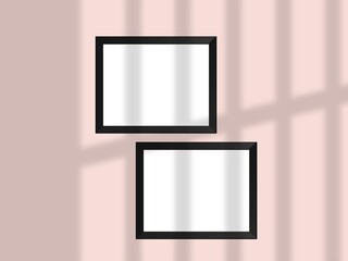 Blank frame hanging on a wall mockup