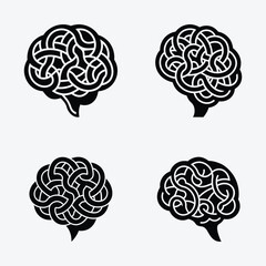 Human Brain of celtic knot silhouette black color