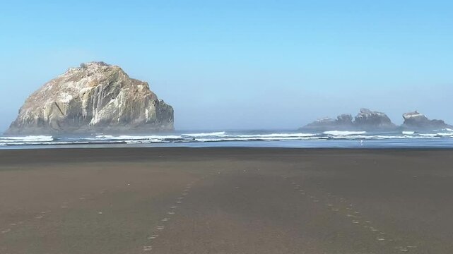 The beautiful majestic Oregon pacific northwest coast at the Face Rock State Scenic viewpoint in Bandon, Oregon