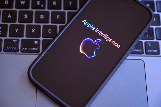 Germany - June 26,2024: Apple intelligence on the smartphone screen. Apple AI, Apple Artificial Intelligence, OpenAI