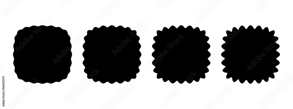 Wall mural set of wavy squircles or square shapes with rounded borders. simple geometric scalloped shapes isola