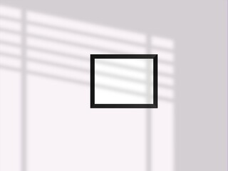 Blank picture frame mockup on wall, horizontal artwork template.