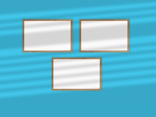 Blank picture frame mockup on wall, horizontal artwork template.