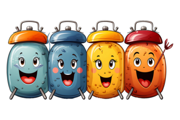 Alarm clock character cartoon Isolated on transparent background