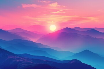 Fototapeta premium Stunning Sunset Over Mystical Mountain Range