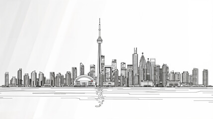 Continuous Line Art of Skyline City 