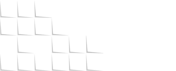 Random shifted white cube boxes block background wallpaper banner with copy space. vector