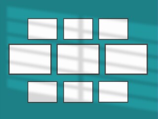 Fototapeta premium Vertical picture frames mockup with wal, Sunlight.
