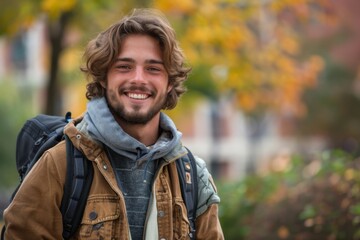 Young Man Smiling Outdoors