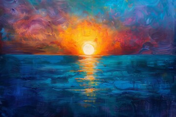 Vivid Sunset Over Ocean