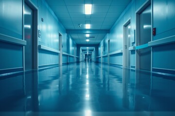 Fototapeta premium Hospital Hallway with Reflections