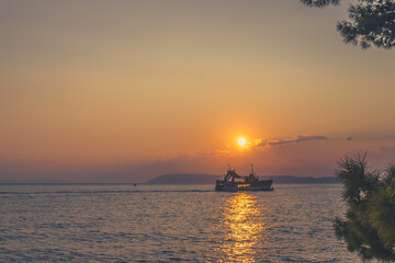 holiday pirate boat on the sea