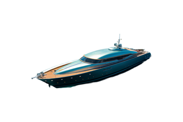 Aerial drone photo of small luxury yacht Isolated on transparent background