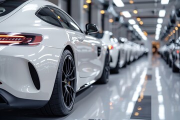 Sports Car Lineup in Modern Showroom