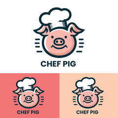 Cute chef pig logo with a chef hat ideal for culinary branding and restaurant logos