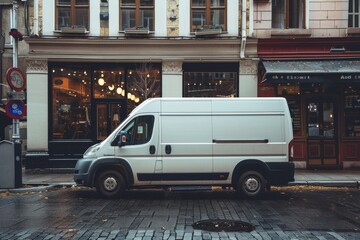 Delivery Van in Urban Street Scene
