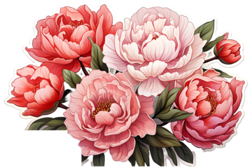 Aesthetic peony sticker Isolated on transparent background