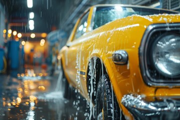 Vintage Car Wash Scene