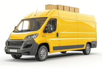 Delivery Van With Boxes on Roof