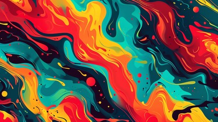 Vivid Abstract Swirl. Colorful Liquid Paint Texture Background