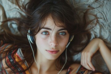 Young Woman Listening to Music