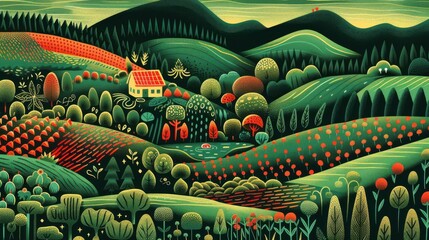 Obraz premium A permaculture garden showcasing sustainable agricultural practices and a diverse ecosystem