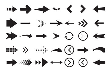 Arrows set icon. Arrow vector collection in black color. Vector illustration. Modern and simple arrows.