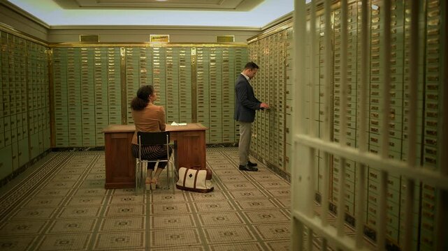 Access the secure deposit boxes in a vault room for private and confidential storage