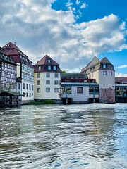 Beautiful travel landscape in Strasbourg., France on a sunny day. 