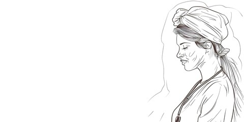 Pregnant woman line art sketch on white background for Midwife Day. Concept Drawing, Line art, Sketch, Midwife Day, Pregnant Woman