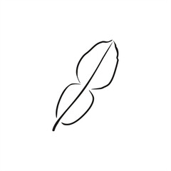 Minimalist line art illustration of kaffir lime leaves for icon or logo