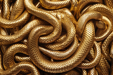 Fototapeta premium Close up of snakes tangled together. Chinese new year 2025 background. Year of the snake