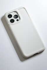 A white phone case mockup on a white background