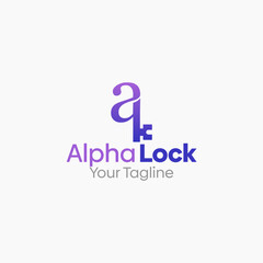 Alpha Lock Logo Vector Template Design. Good for Business, Start up, Agency, and Organization
