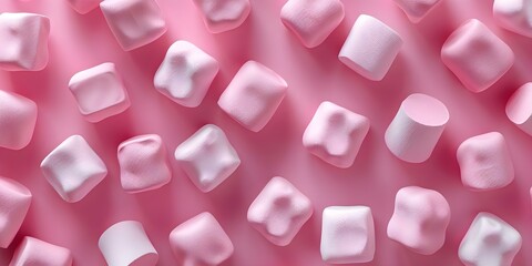 Pink marshmallow pattern background for wrapping paper or textile print 3D render. Concept Pink Marshmallow, Pattern, Wrapping Paper, Textile Print, 3D Render