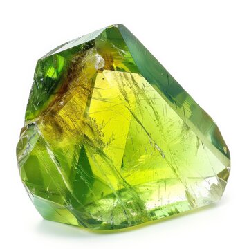 A close-up photo of an idocrase gemstone on a white background
