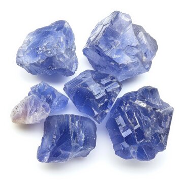 Close-up photo of several iolite gemstones