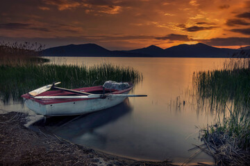 sunset over the lake