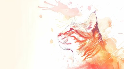Obraz premium Abstract Watercolor Portrait Of Cat With Artistic Splashes