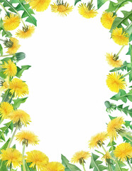 Dandelion Weed Watercolor Border Painting, Page Frame Trim, Graphic Resource