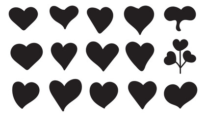Collection of black heart icons,Hand drawn hearts.Vector symbol icon set.black and white.illustration design.